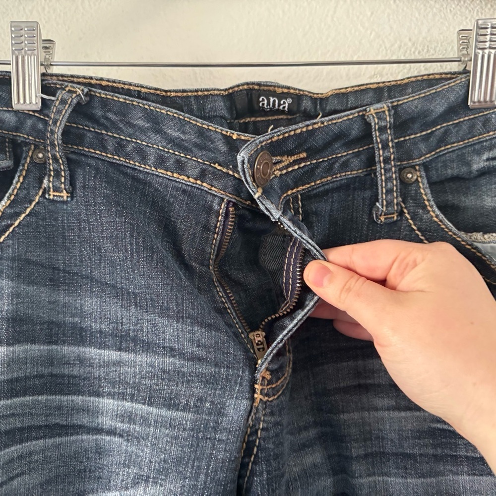 Blue Bootcut Jeans Distressed Look Plus Size 16 5-Pocket Styling Denim Everyday - Picture 3 of 11
